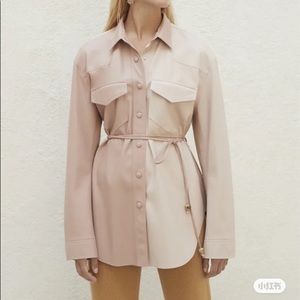 Nanushka vegan leather two tone shirt jacket